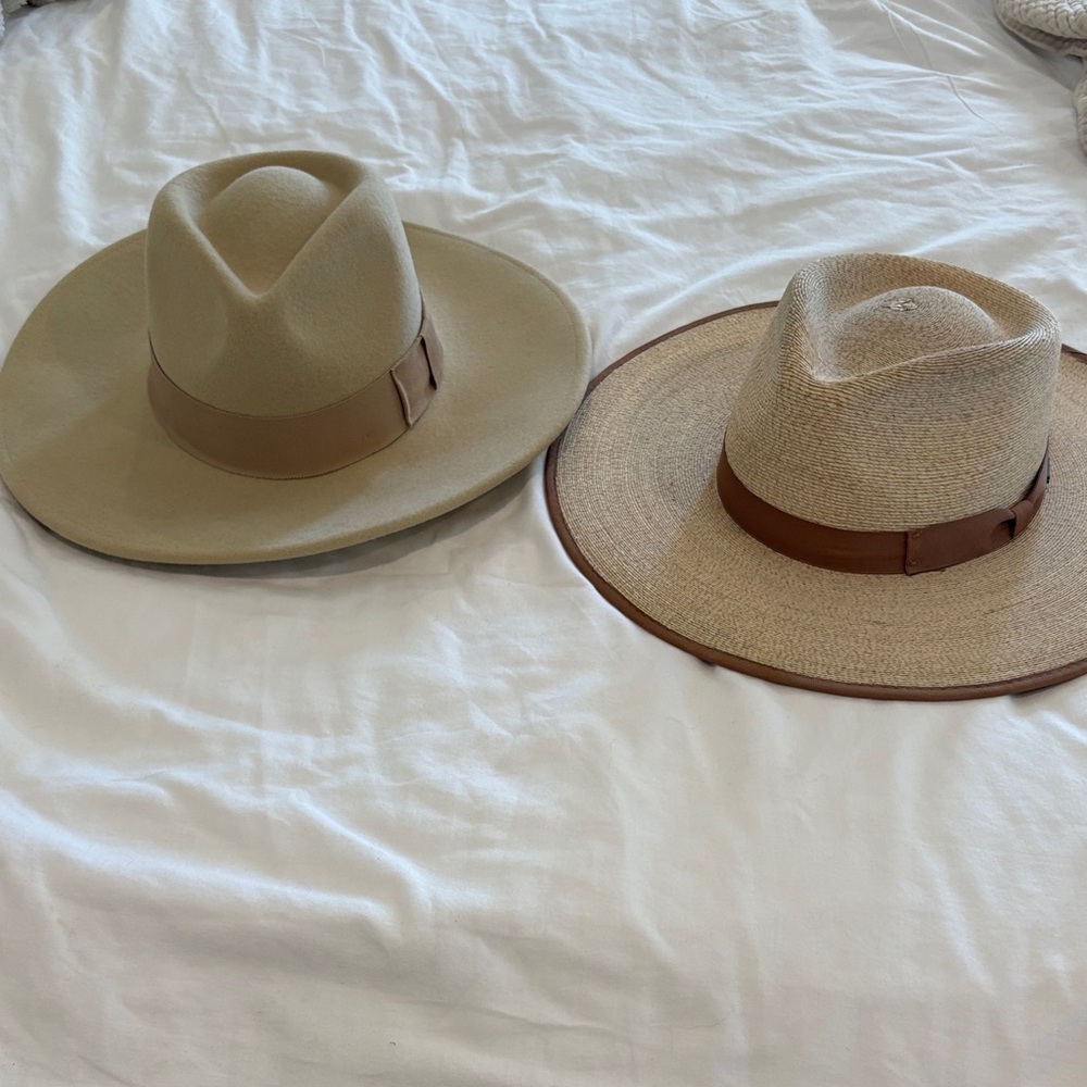 Stylish Tan Fedora Hat for Women Brixton Joanna Hat Felt straw bundle of 2 hats